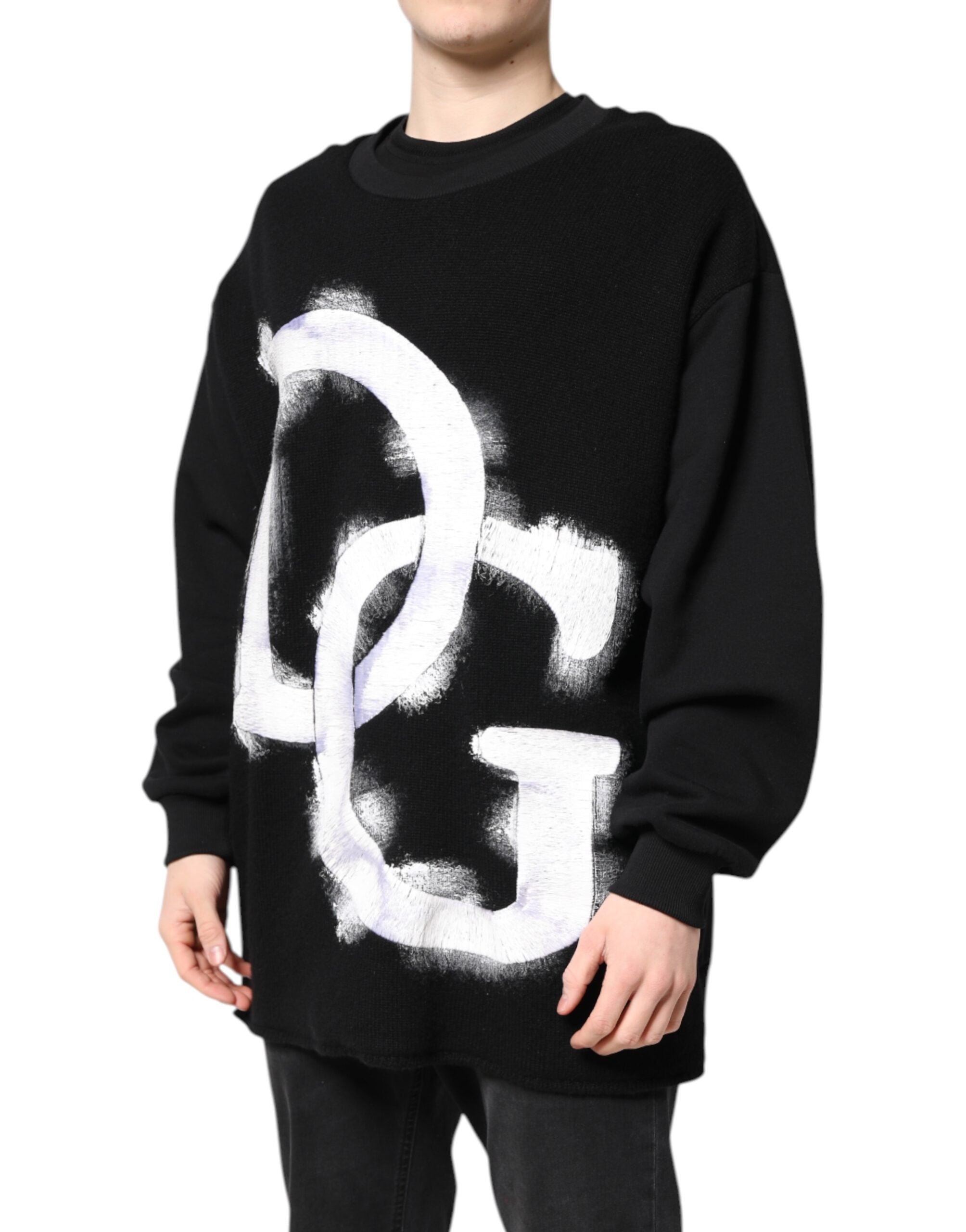 Dolce & Gabbana Black Cotton Logo-Print Men's Sweatshirt