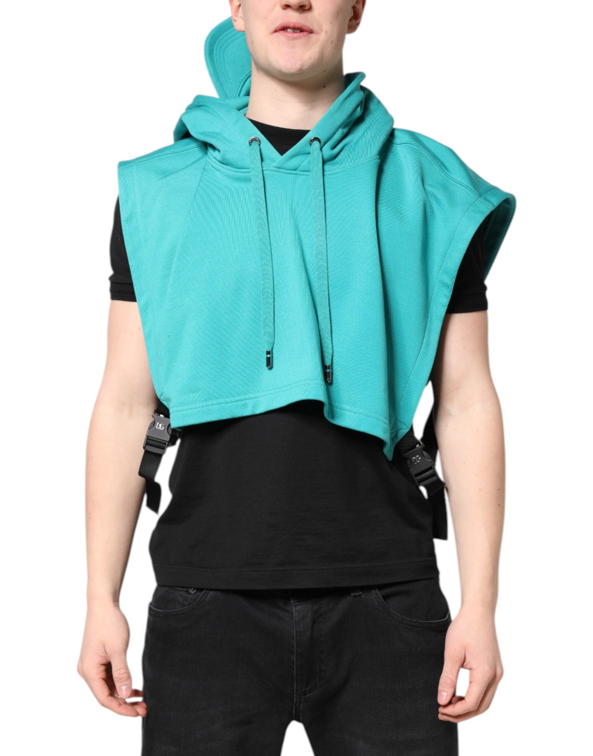 Dolce & Gabbana Grün Baumwolle mit Kapuze Männer Sportswear Weste Pullover