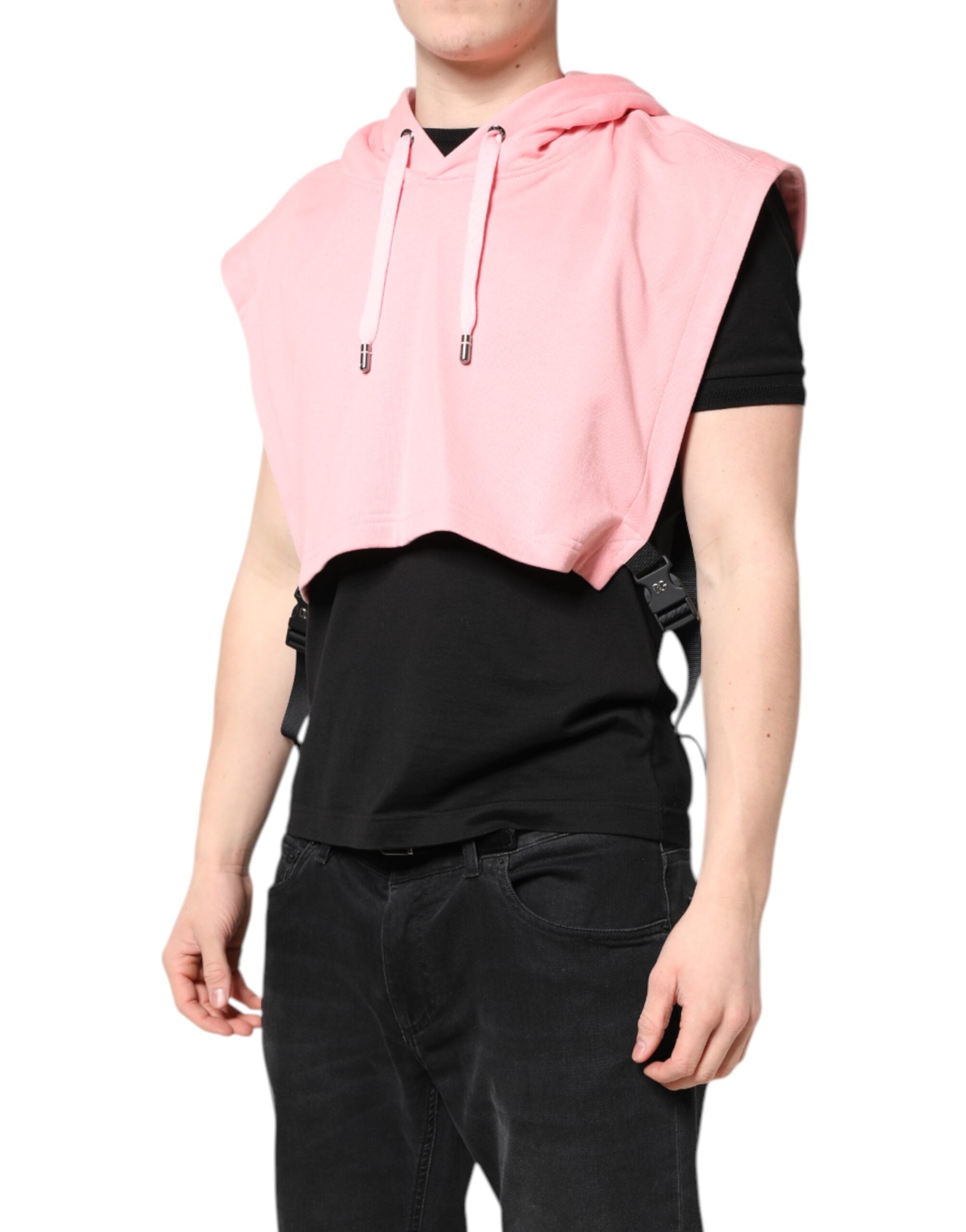 Dolce & Gabbana Rosa Baumwolle mit Kapuze Männer Sportswear Weste Pullover