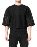 Dolce & Gabbana Schwarzes See-Through-Logo-T-Shirt mit kurzen Ärmeln