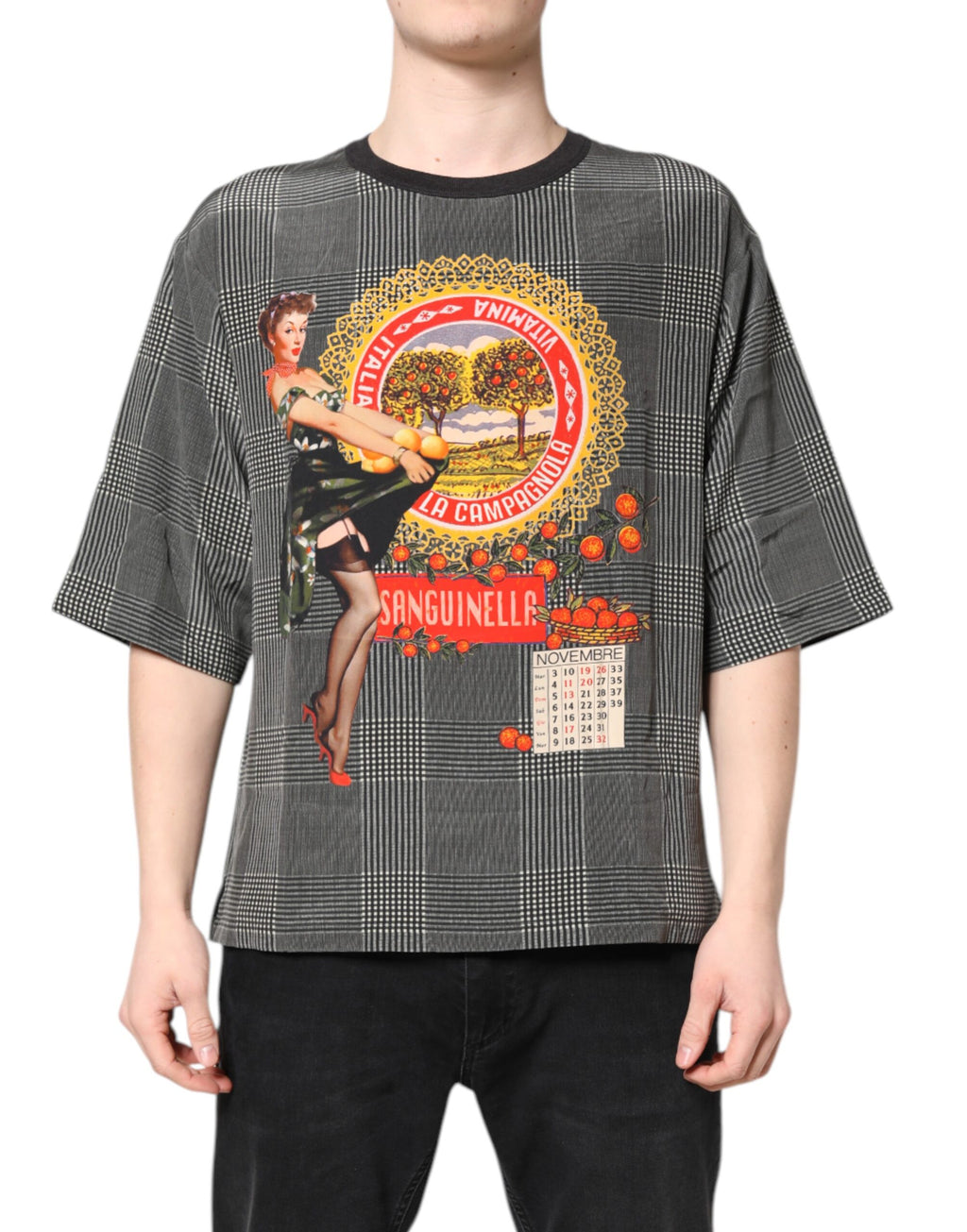 Dolce & Gabbana Black and White Graphic Print Short-Sleeve T-Shirt