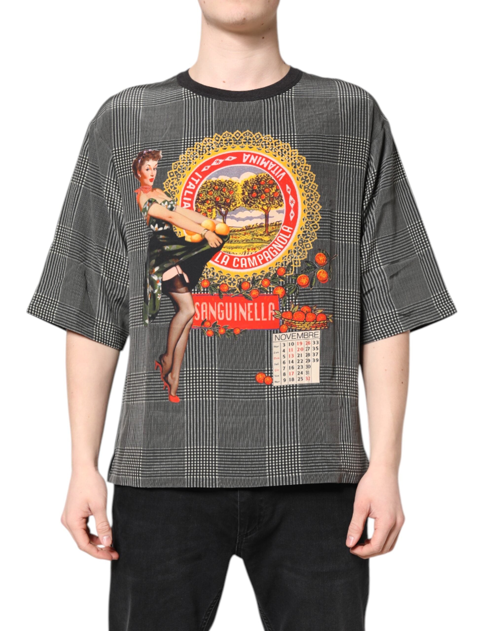 Dolce & Gabbana Black and White Graphic Print Short-Sleeve T-Shirt