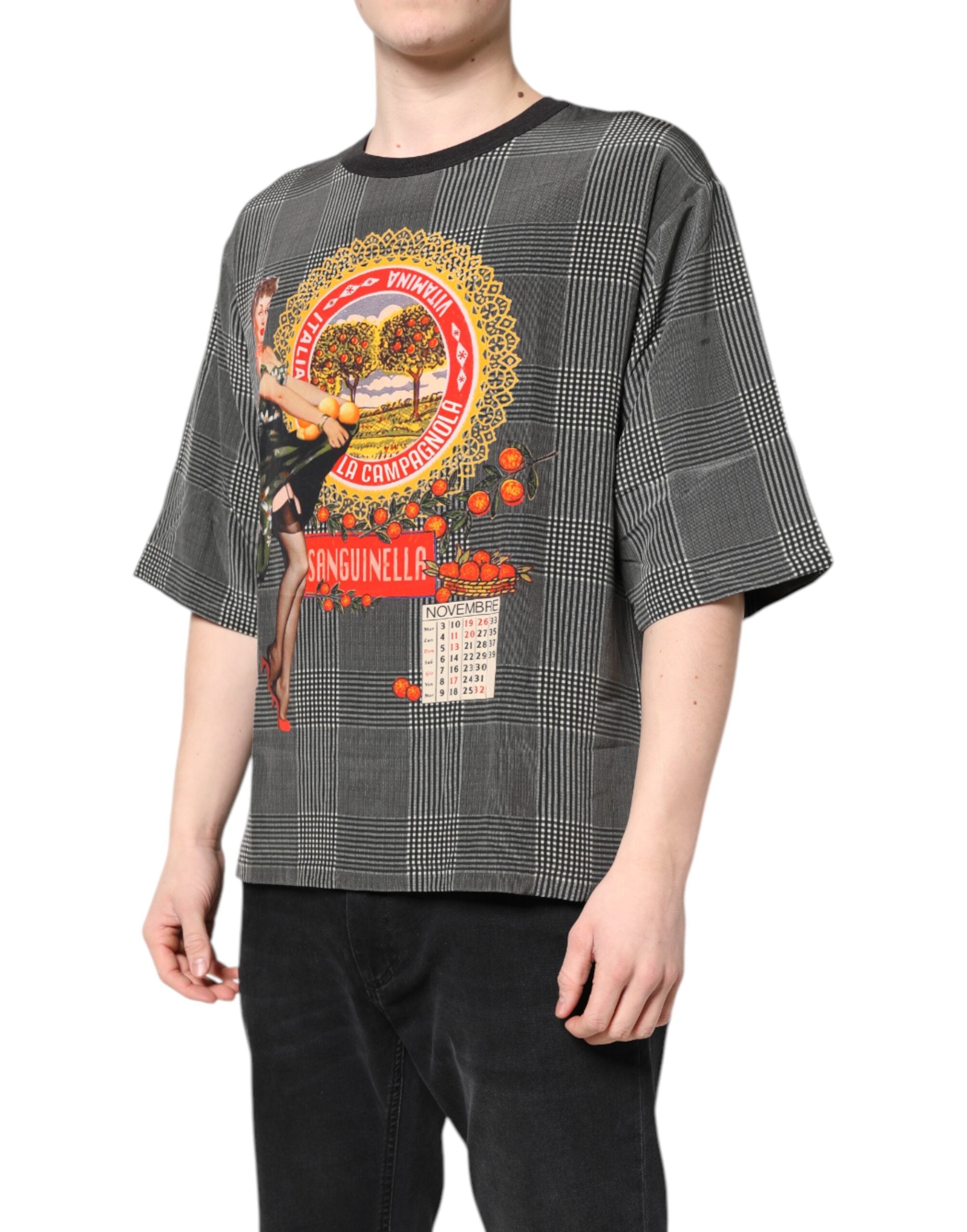 Dolce & Gabbana Black and White Graphic Print Short-Sleeve T-Shirt