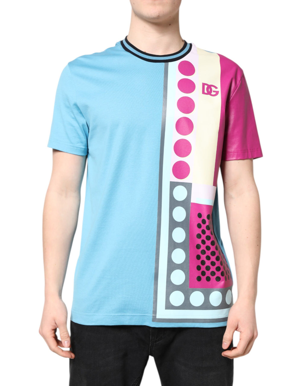 Dolce & Gabbana Multicolor Printed Logo Short-Sleeve T-Shirt