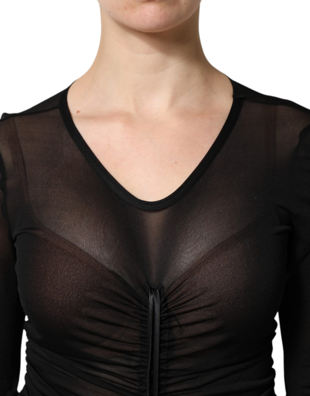 Dolce & Gabbana Black Bodycon Dress with Mesh Trim