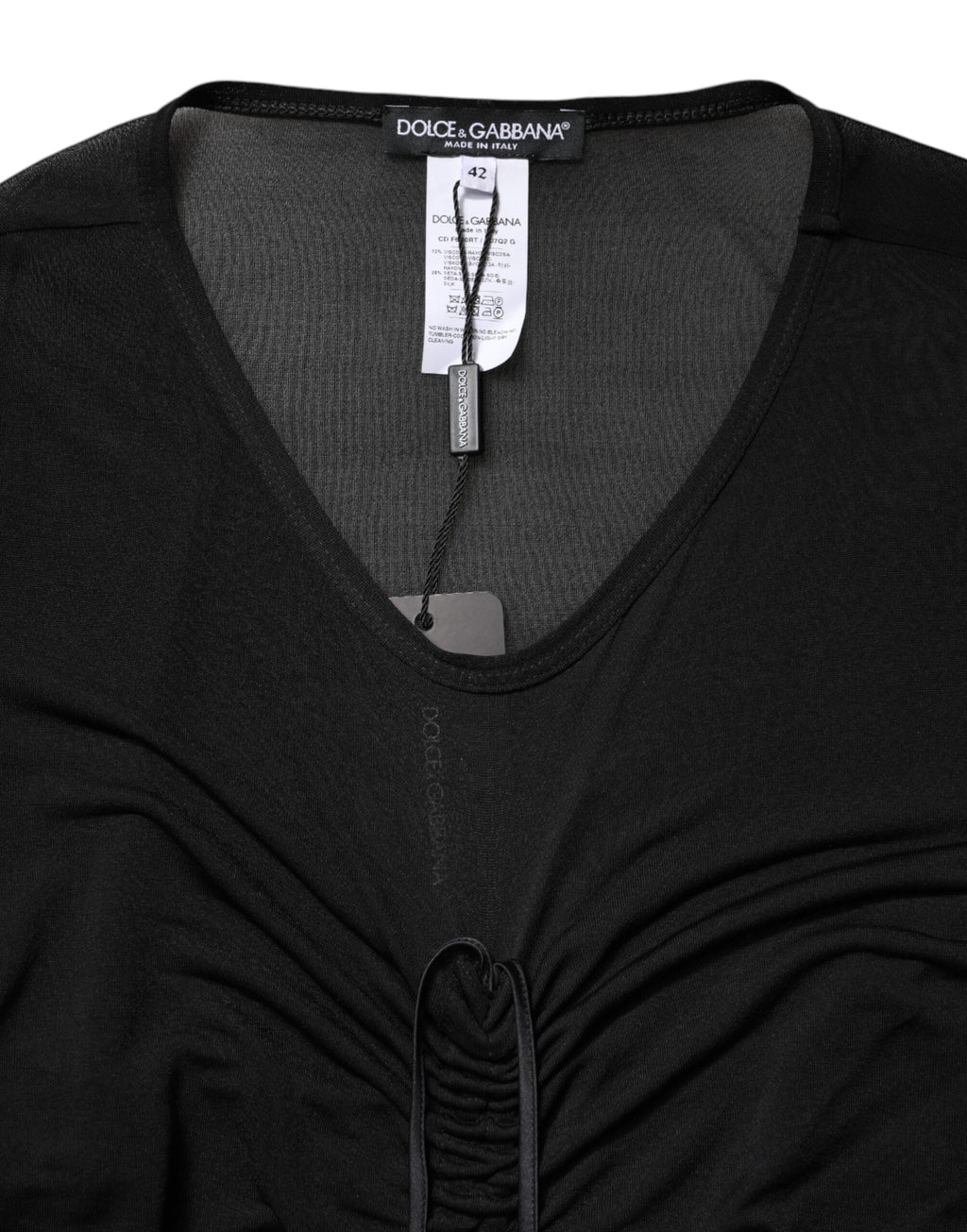 Dolce & Gabbana Black Bodycon Dress with Mesh Trim