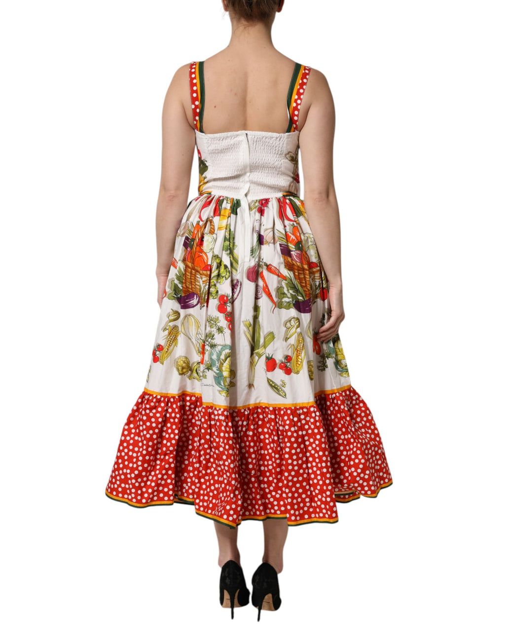 Dolce & Gabbana White Vegetable A-Line Sleeveless Dress