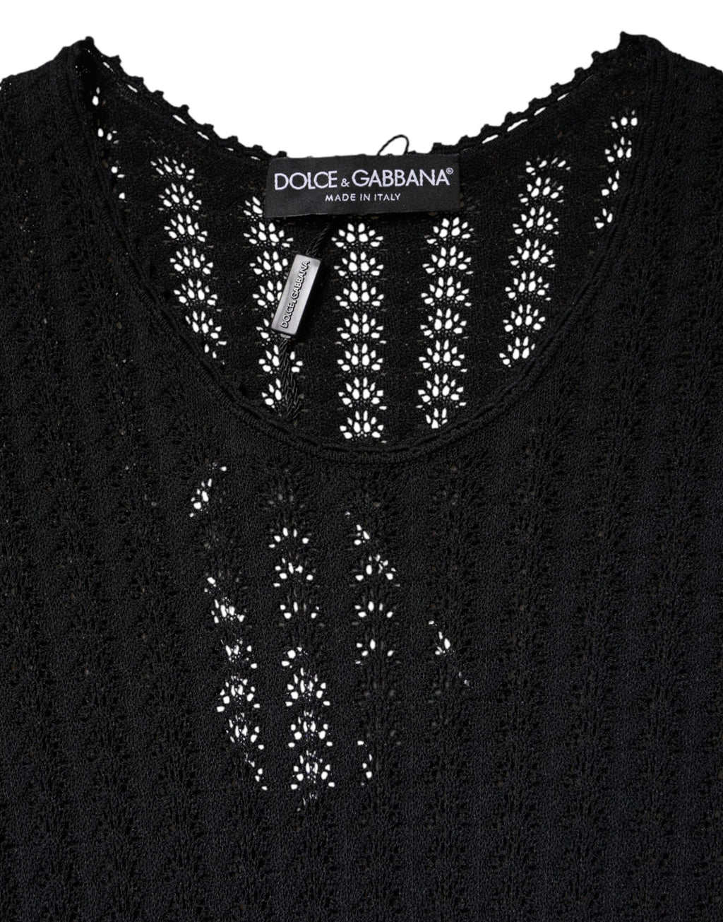 Dolce & Gabbana Black Cashmere A-Line Long-Sleeve Midi Dress