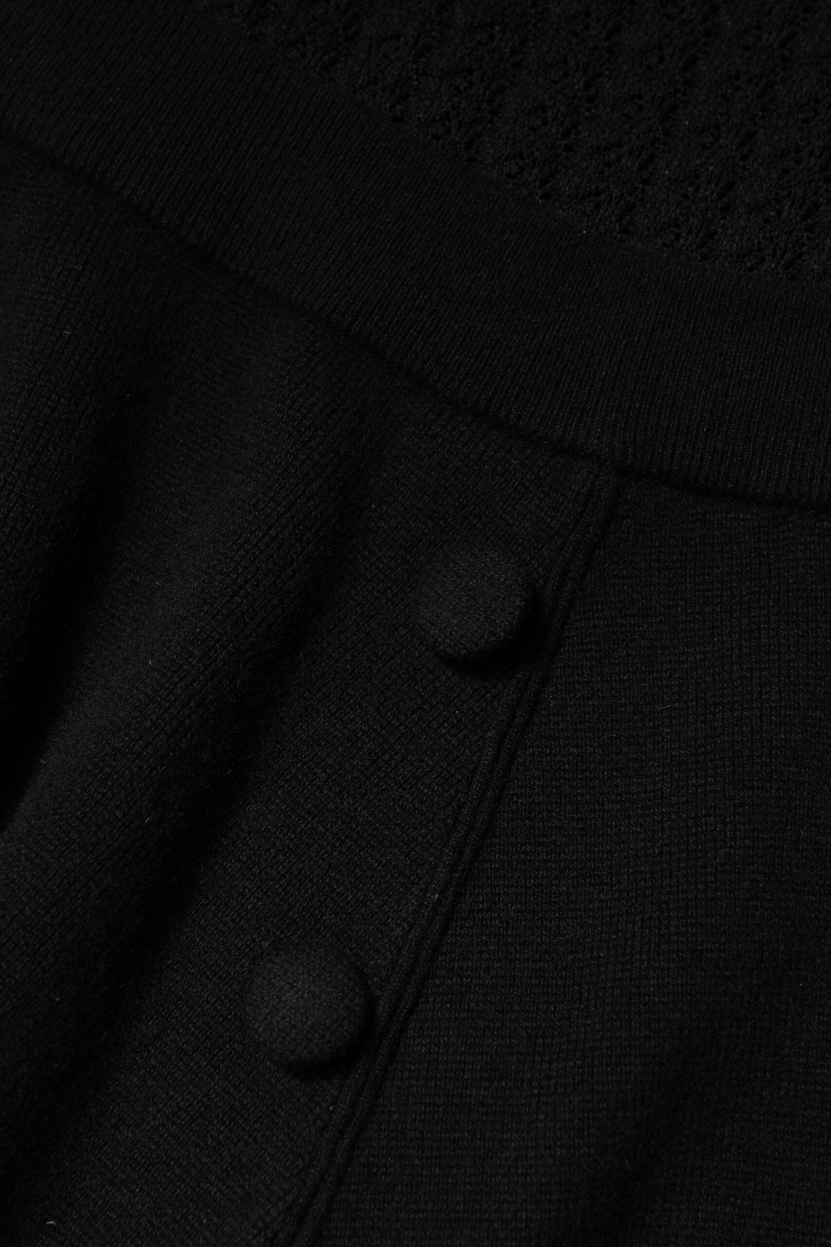 Dolce & Gabbana Black Cashmere A-Line Long-Sleeve Midi Dress