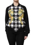 Dolce & Gabbana Black White Plaid Floral Button-Down Jacket