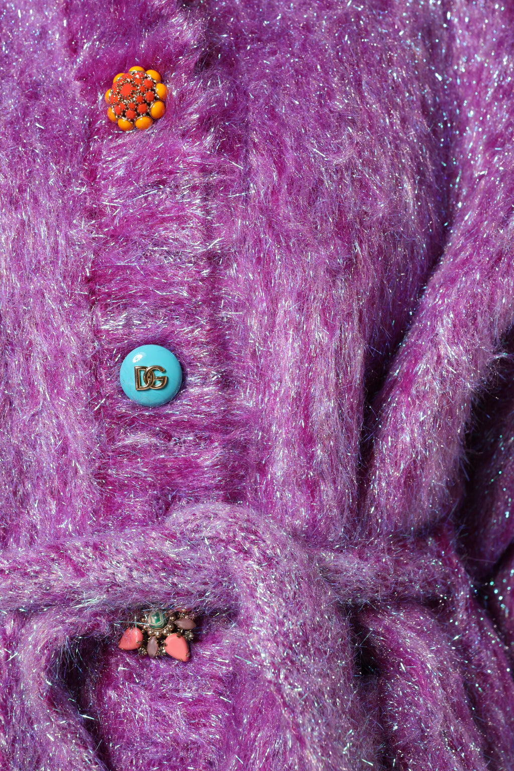 Dolce & Gabbana Purple Trench Coat Jacket with Button Embellishment