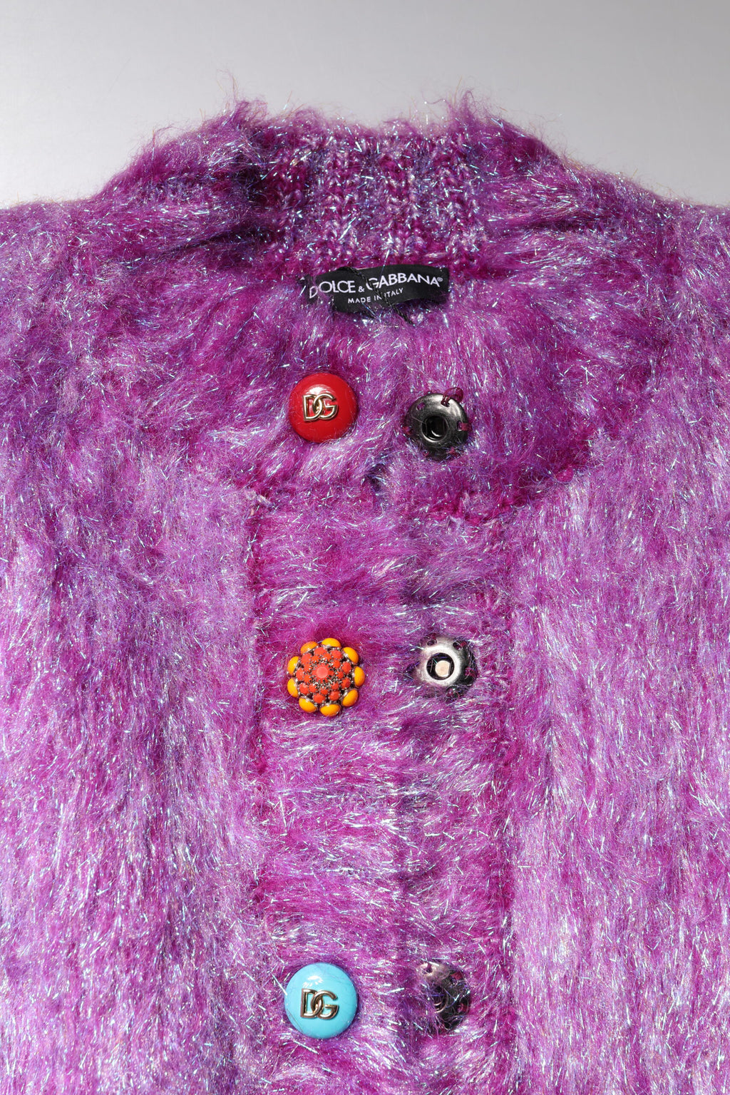 Dolce & Gabbana Purple Trench Coat Jacket with Button Embellishment