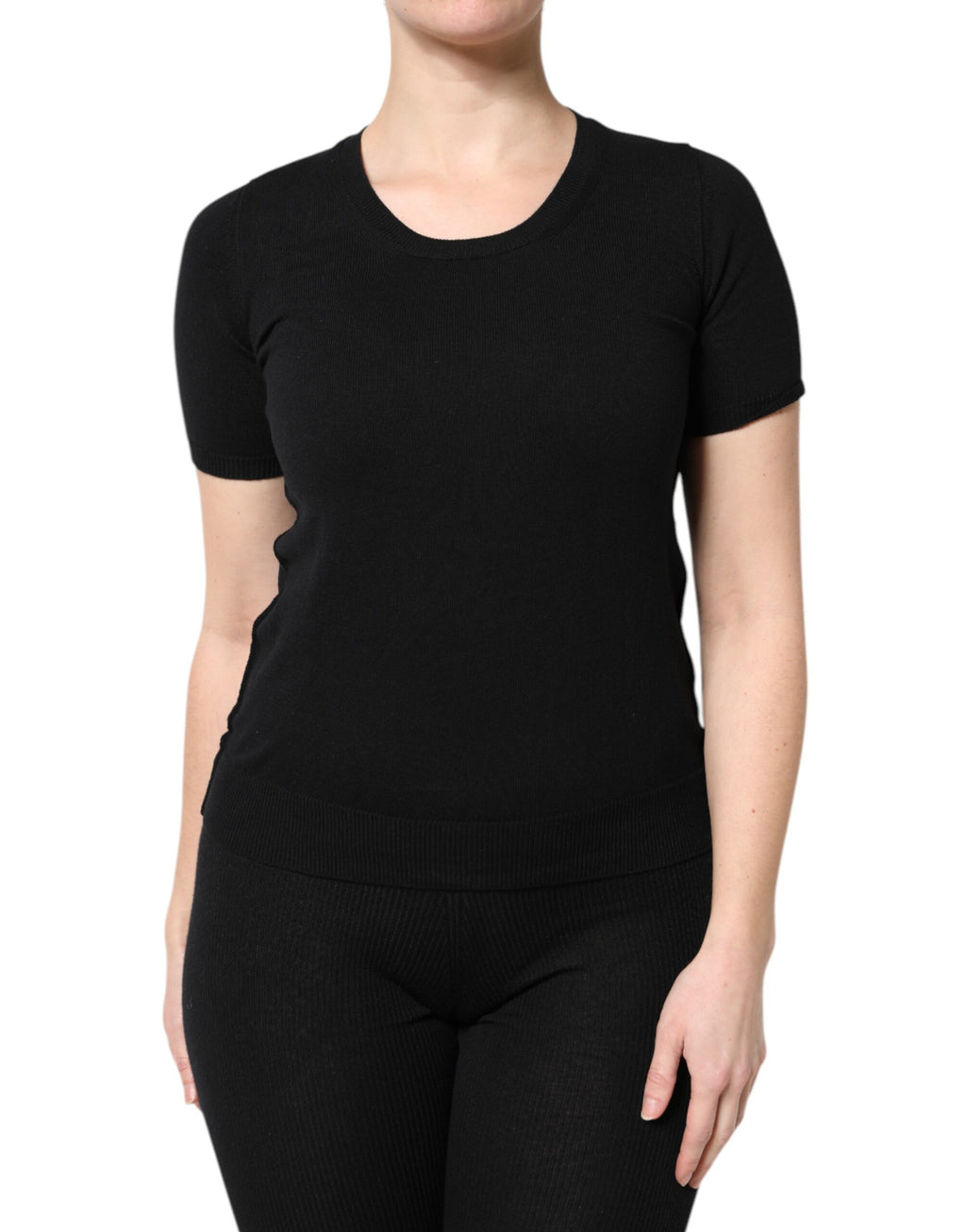Dolce & Gabbana Black Cotton Crew-Neck Short-Sleeve T-Shirt