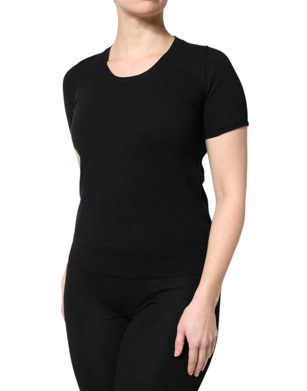Dolce & Gabbana Black Cotton Crew-Neck Short-Sleeve T-Shirt