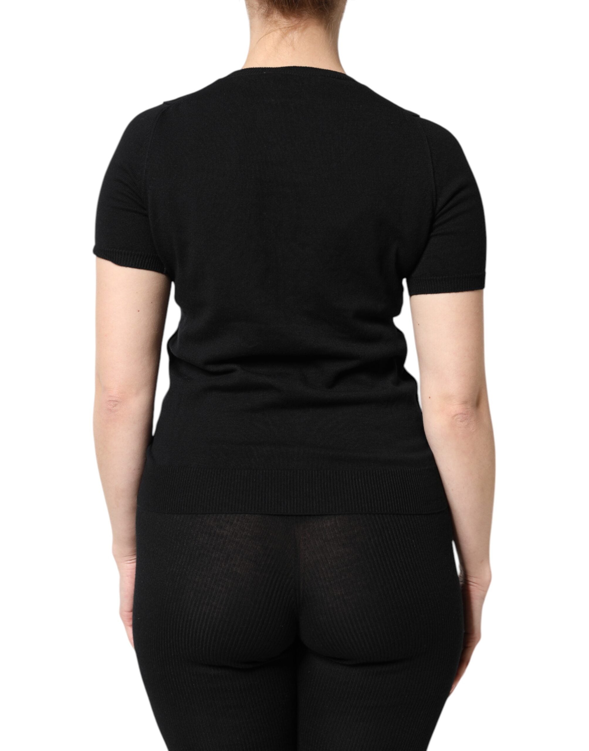 Dolce & Gabbana Black Cotton Crew-Neck Short-Sleeve T-Shirt