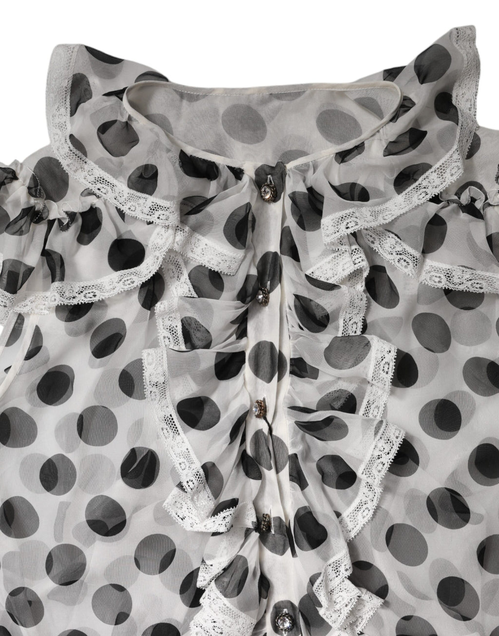 Dolce & Gabbana White and Black Polka Dot Sleeveless Cotton Top
