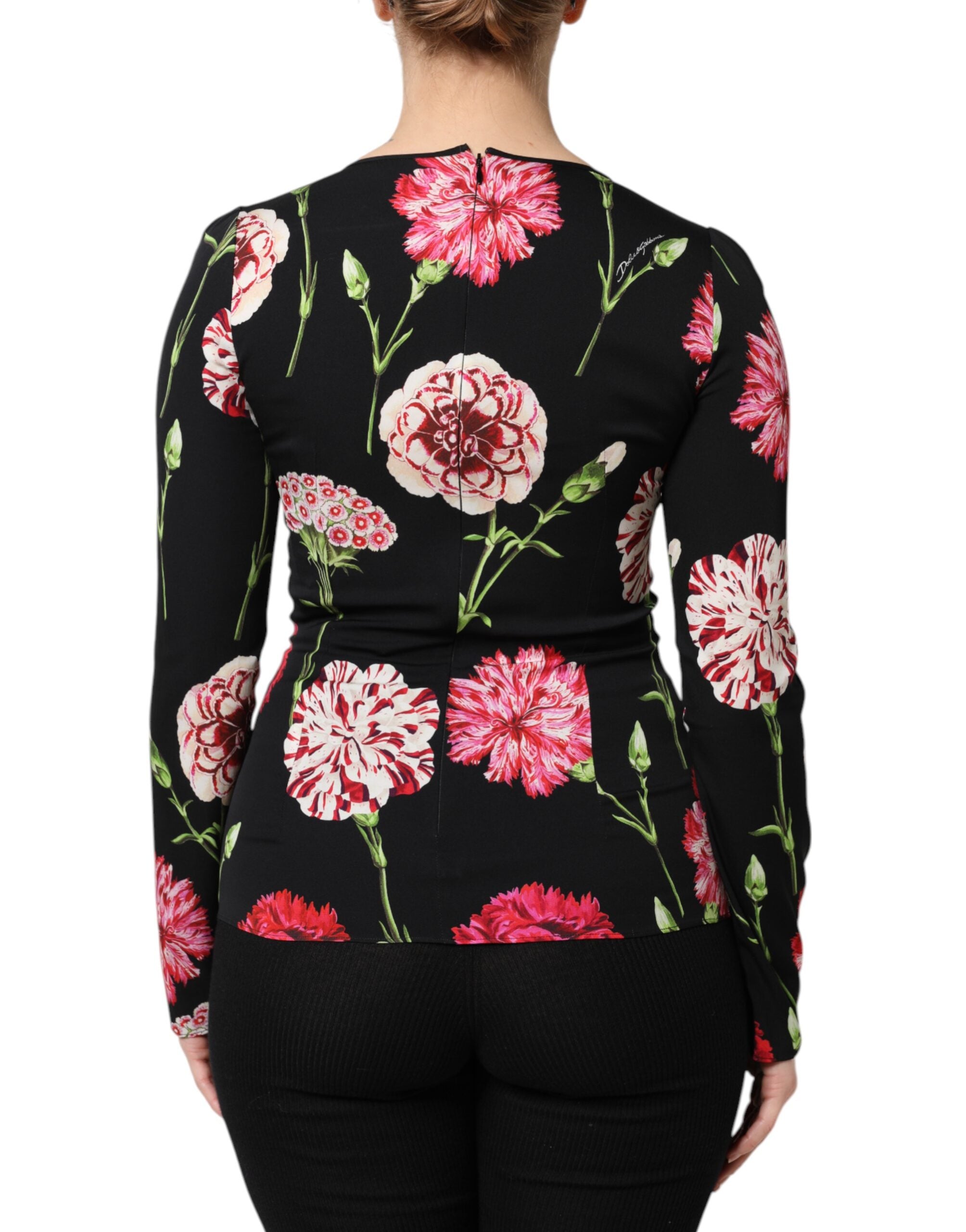Dolce & Gabbana Black Floral Long Sleeve Women's Blouse Top