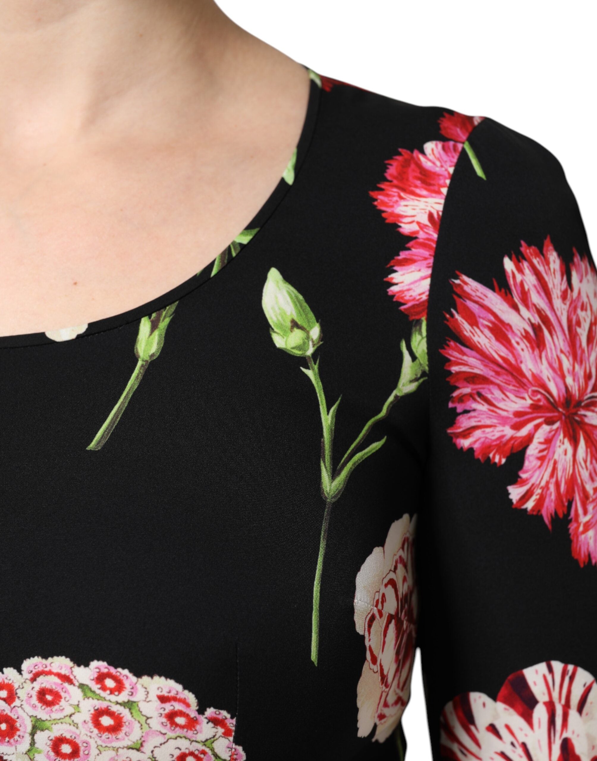 Dolce & Gabbana Black Floral Long Sleeve Women's Blouse Top