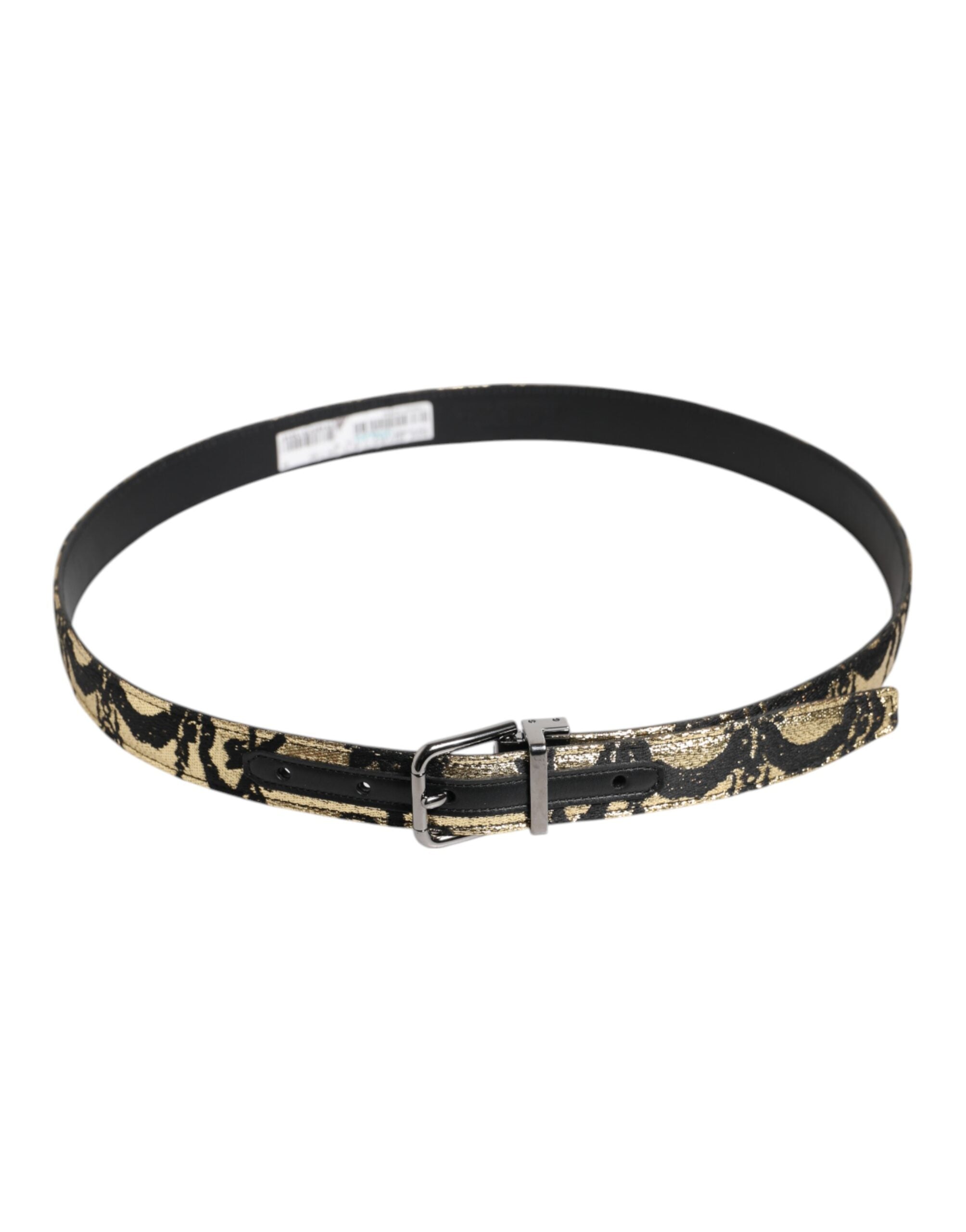 Dolce & Gabbana Multicolor Jacquard Leder Metallschnalle Gürtel