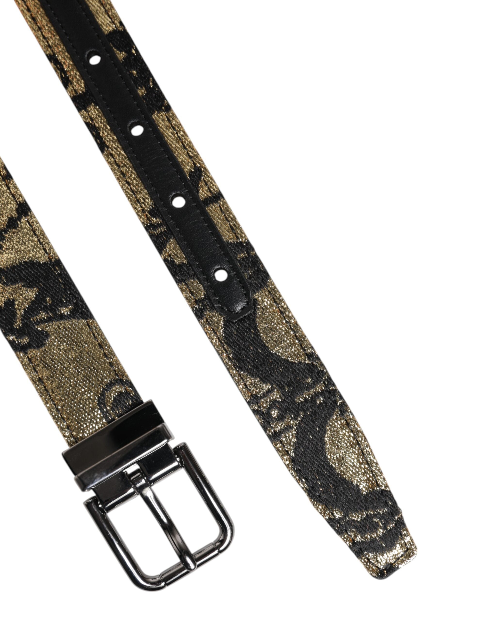 Dolce & Gabbana Multicolor Jacquard Leder Metallschnalle Gürtel