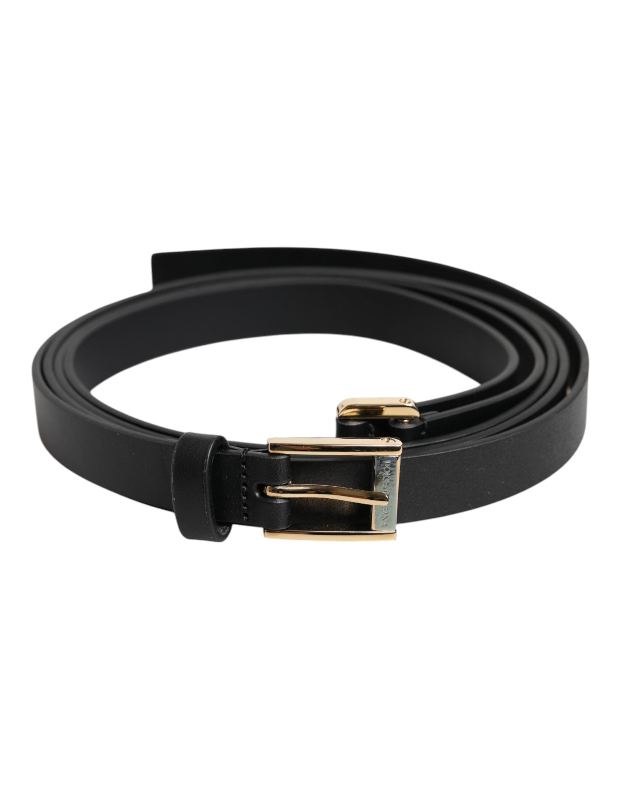 Dolce & Gabbana Schwarz Klassisch Gold Metall Logo Schnalle Gürtel