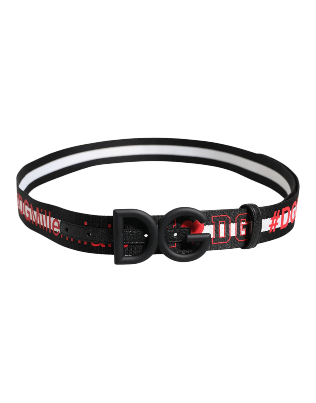 Dolce & Gabbana Black Polyester Logo-Print DG Buckle Belt
