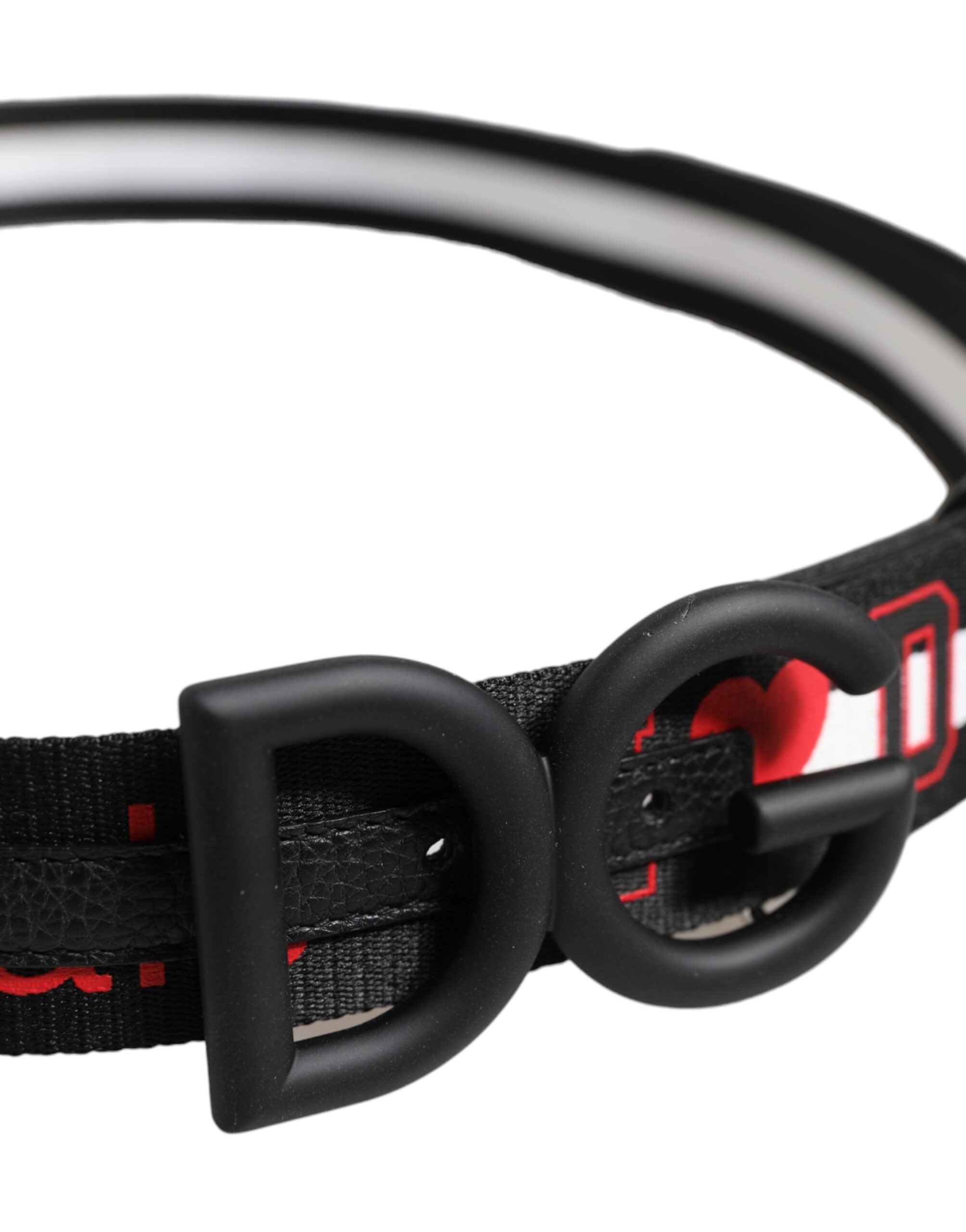 Dolce & Gabbana Black Polyester Logo-Print DG Buckle Belt