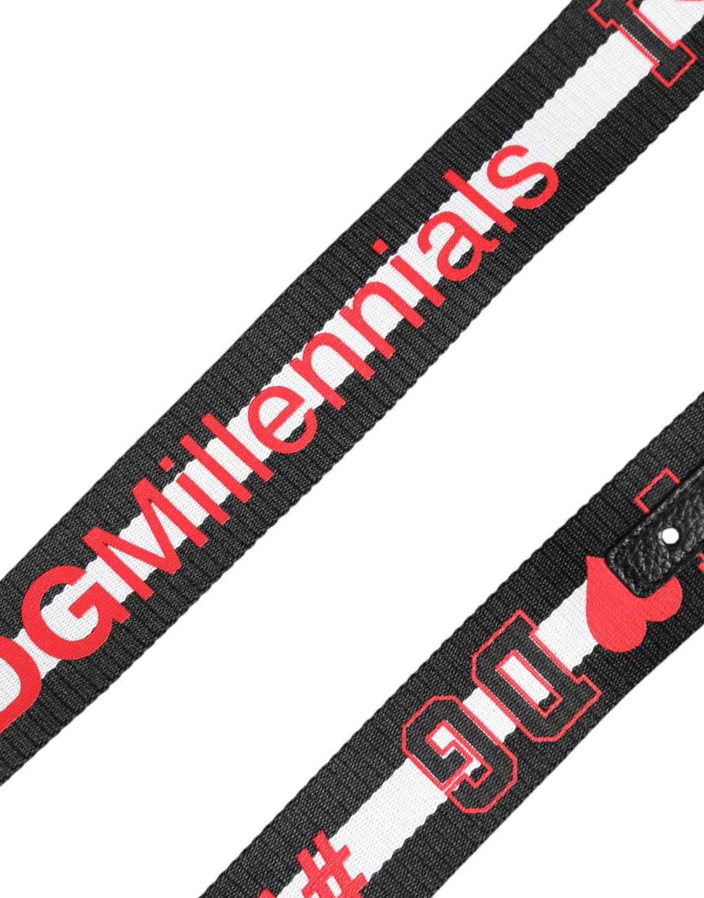 Dolce & Gabbana Black Polyester Logo-Print DG Buckle Belt
