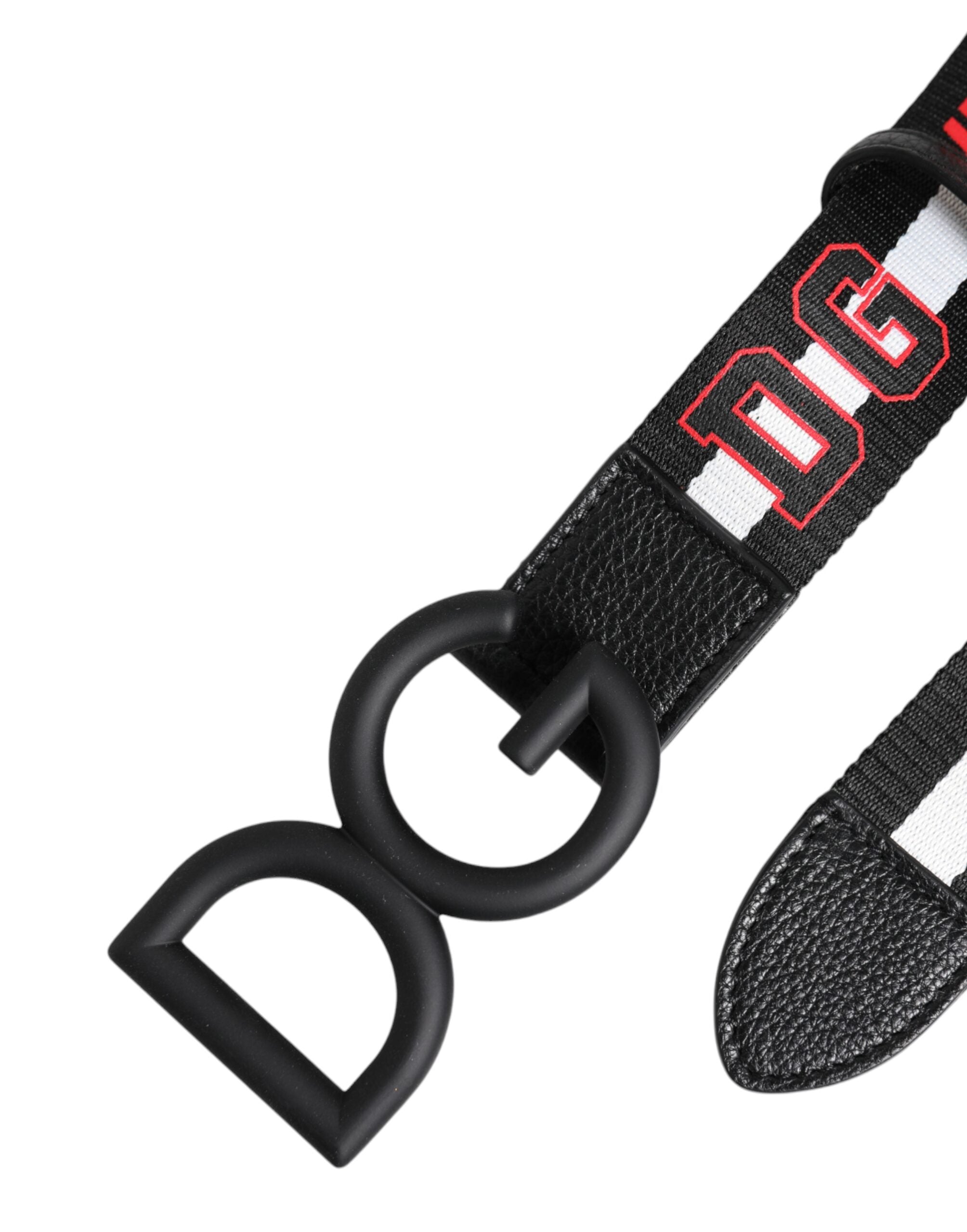 Dolce & Gabbana Black Polyester Logo-Print DG Buckle Belt