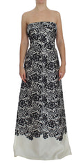 Dolce & Gabbana Weißes geblümtes Seidenkorsett-Maxikleid aus Spitze