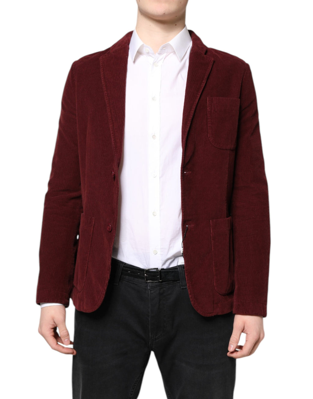 GF Ferre Maroon Corduroy Regular Fit Men's Coat Blazer Jacket