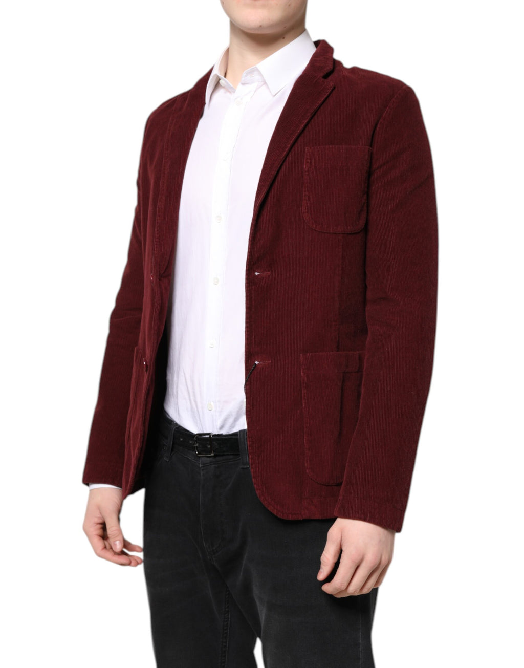 GF Ferre Maroon Corduroy Regular Fit Men's Coat Blazer Jacket