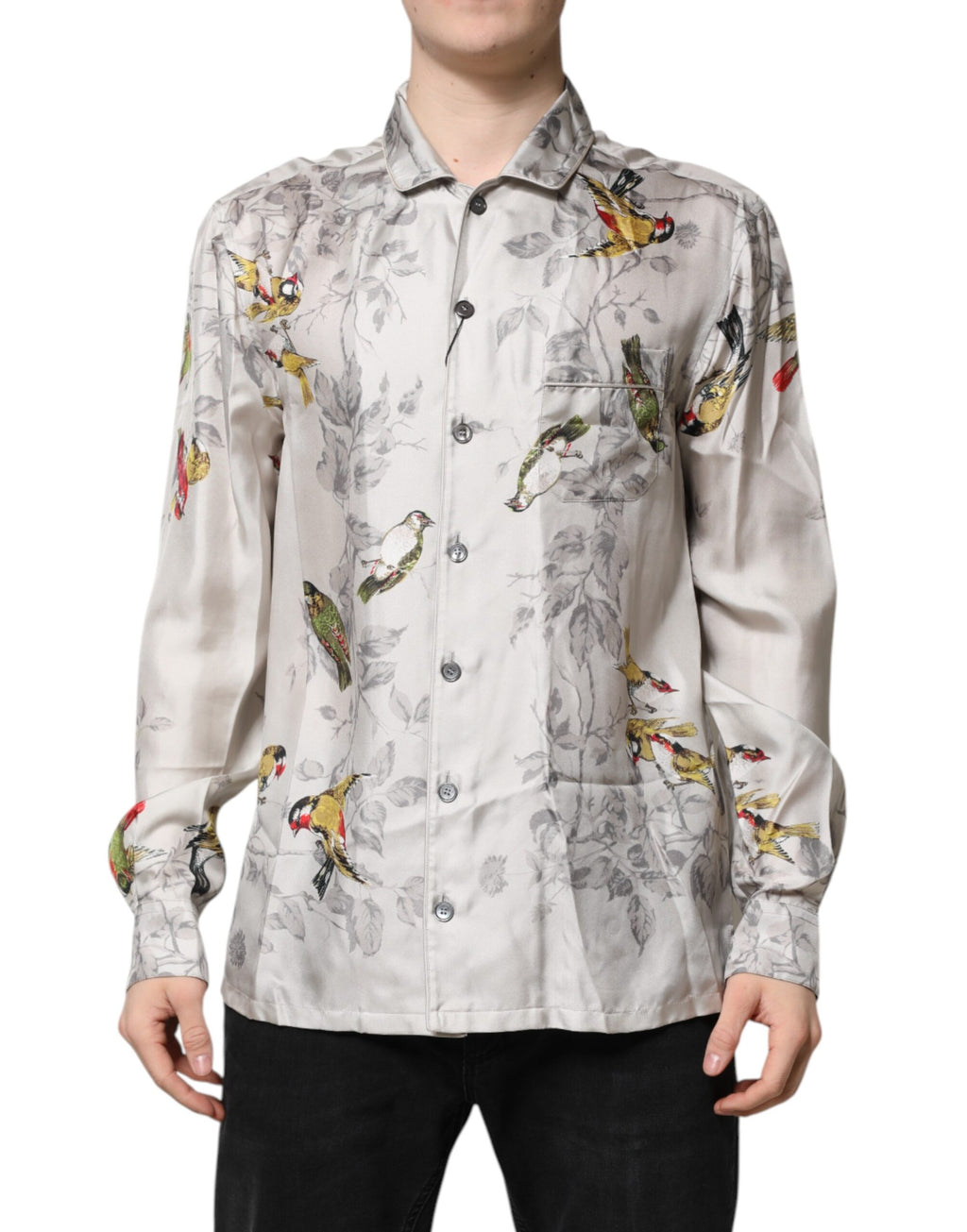 Dolce & Gabbana Multicolor Silk Printed Button-Down Shirt