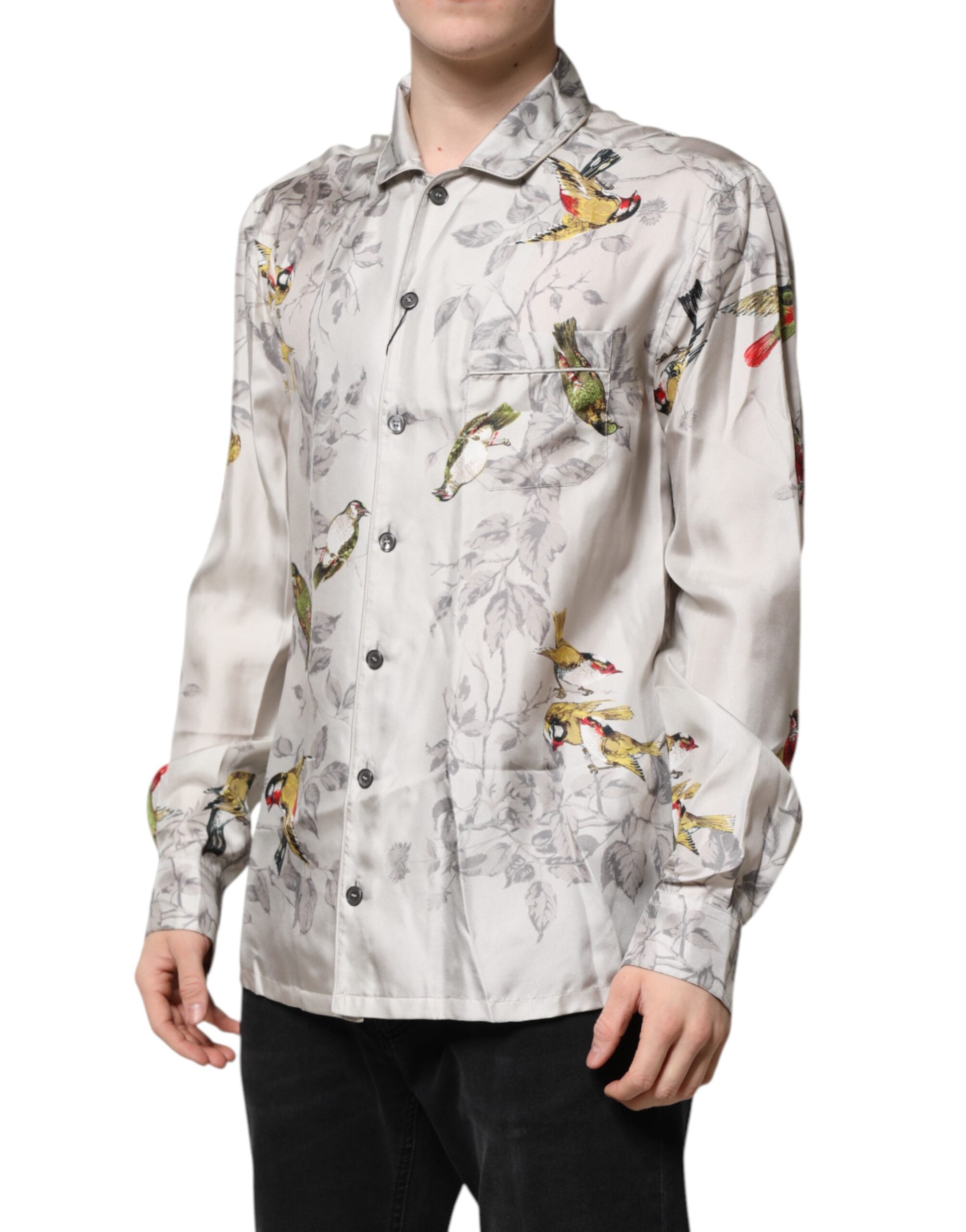 Dolce & Gabbana Multicolor Silk Printed Button-Down Shirt