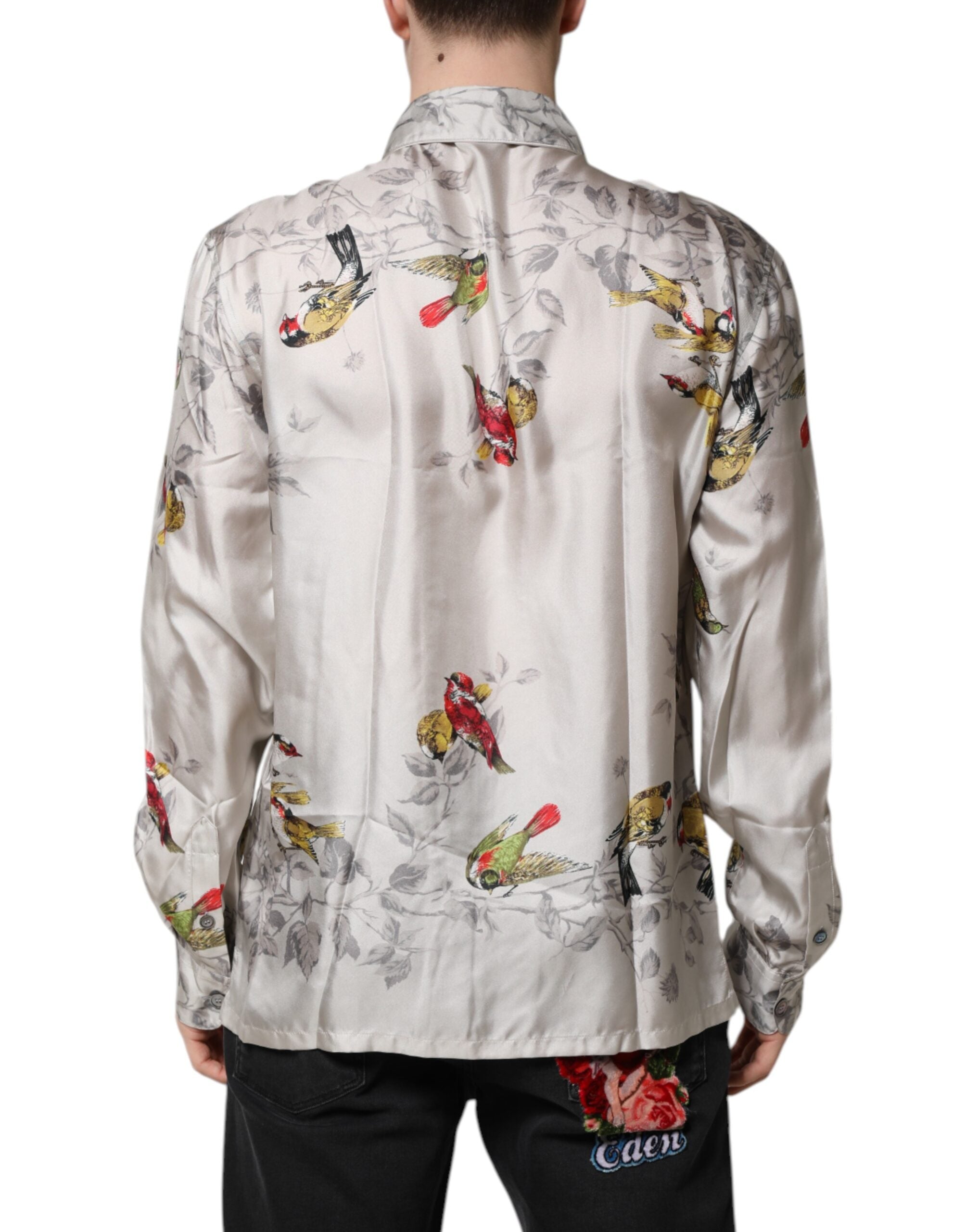 Dolce & Gabbana Multicolor Silk Printed Button-Down Shirt