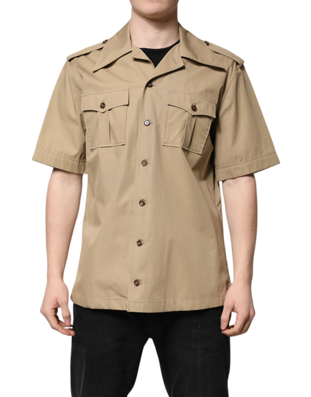 Dolce & Gabbana Brown Graphic Print Short Sleeve Shirt