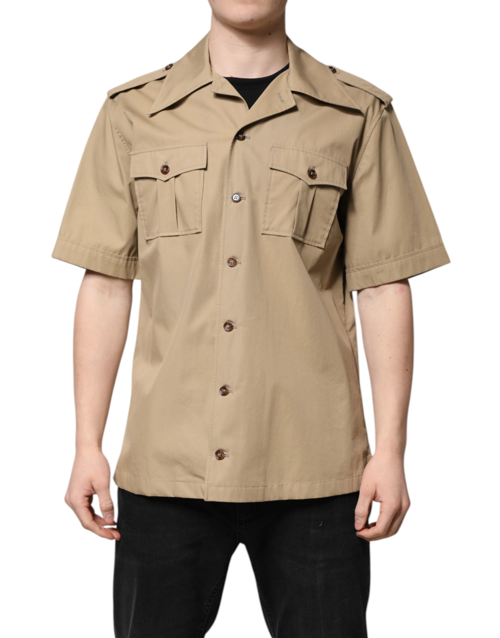 Dolce & Gabbana Brown Graphic Print Short Sleeve Shirt