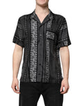 Dolce & Gabbana Black Floral Print Short Sleeve Silk Shirt