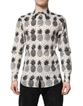 Dolce & Gabbana White Long-sleeved GOLD Pineapple Print Shirt