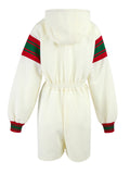 Gucci Cremefarbener Polyester-Logo-Sweatshirt mit Kapuze