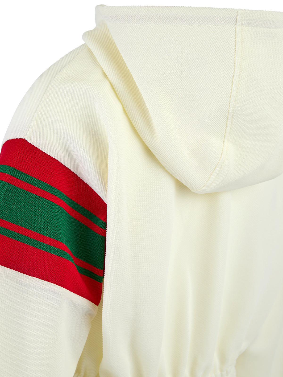 Gucci Cremefarbener Polyester-Logo-Sweatshirt mit Kapuze