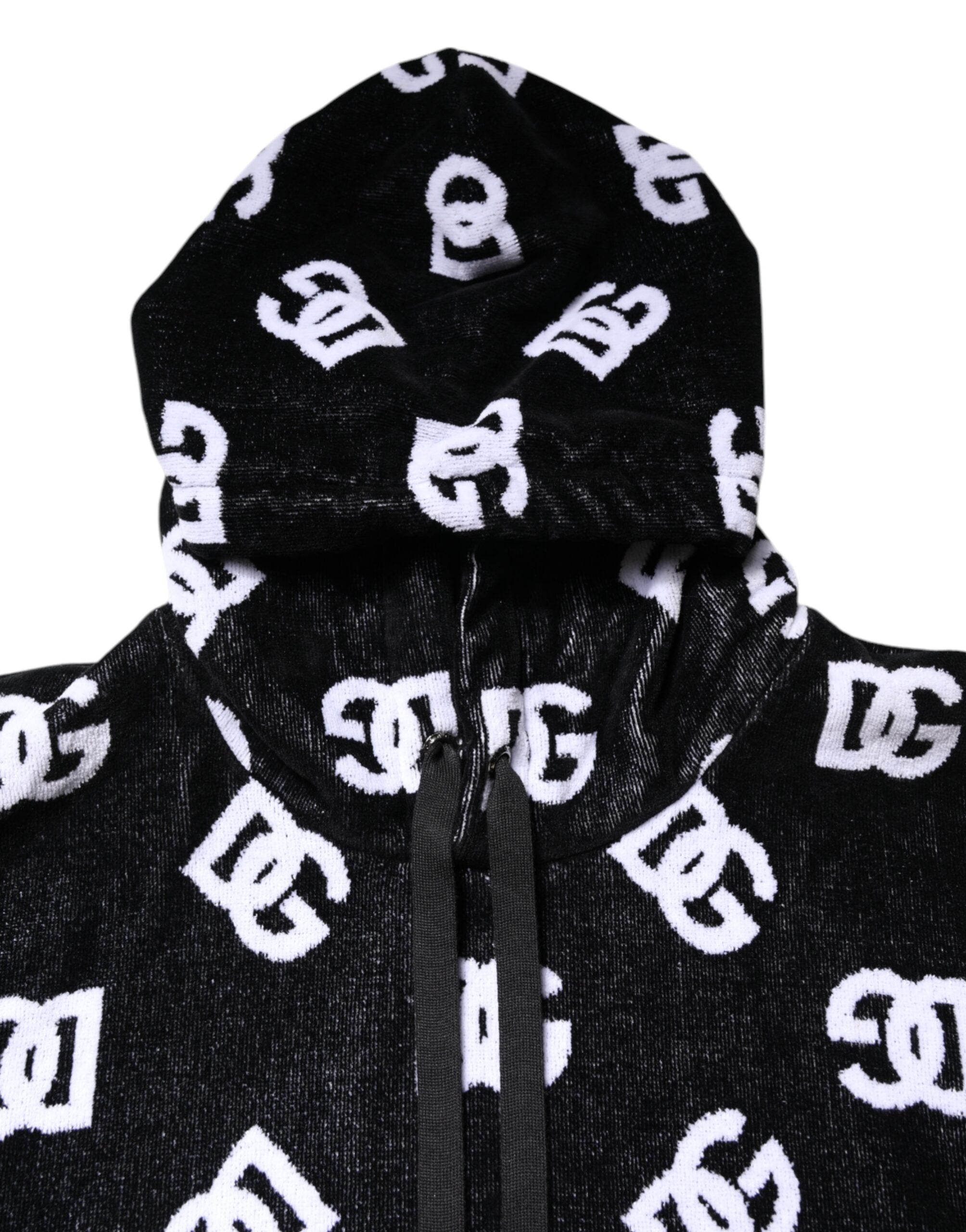 Dolce & Gabbana Schwarzer ärmelloser Pullover mit Kapuze aus Baumwolle von DG