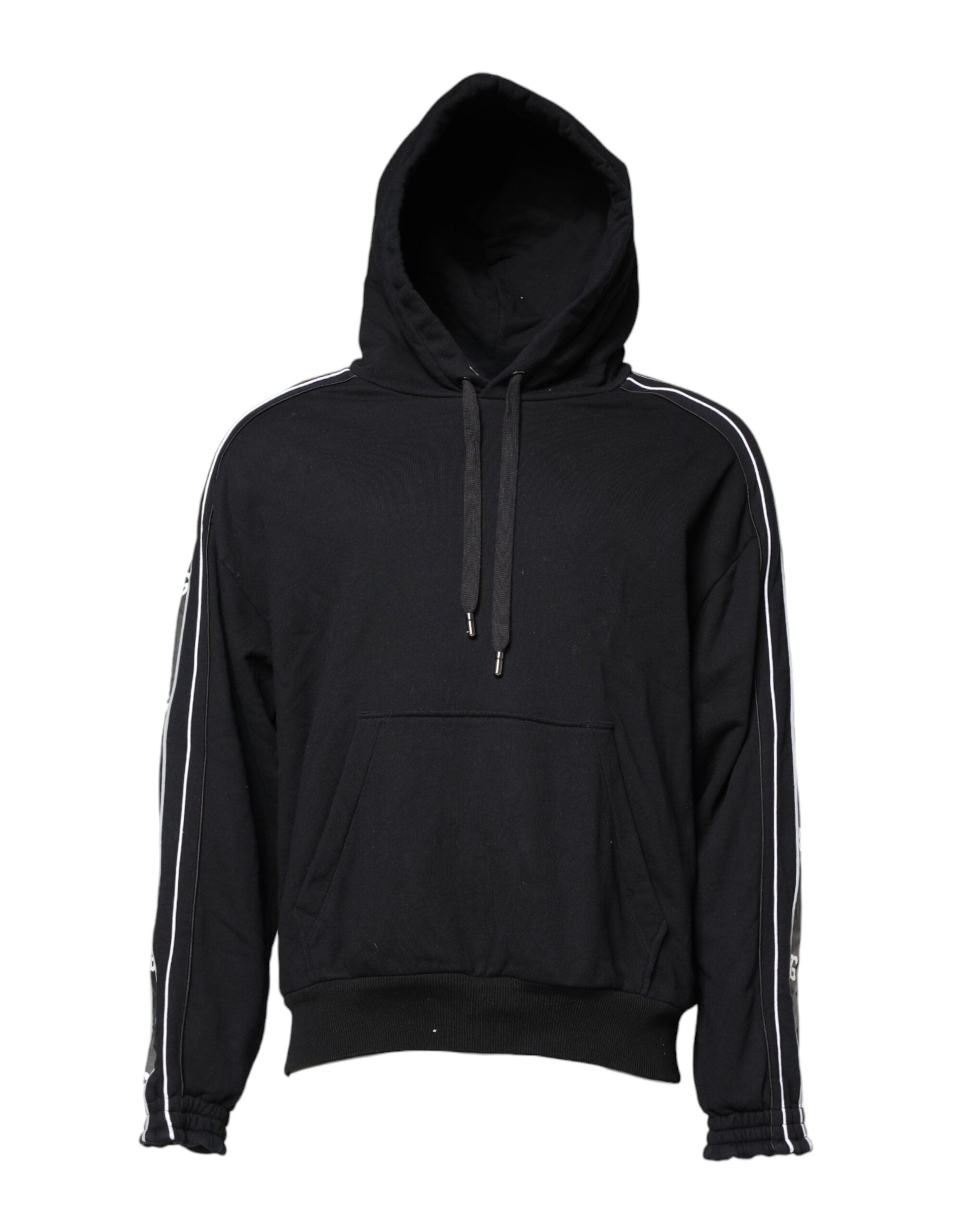 Dolce & Gabbana Schwarzes Baumwoll-Logo-Sweatshirt mit Kapuze Pullover