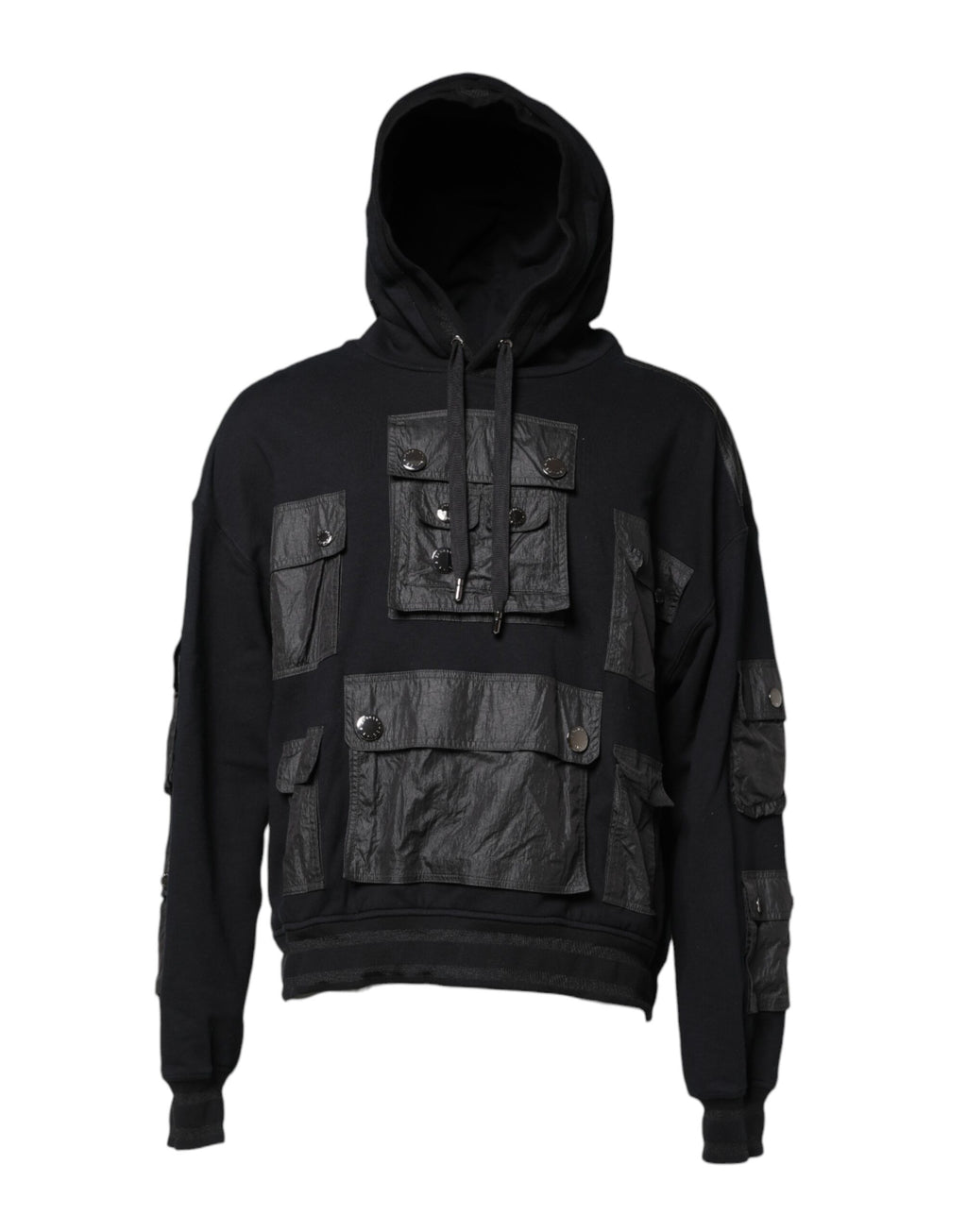 Dolce & Gabbana Black Cotton Hooded Sweatshirt Pullover
