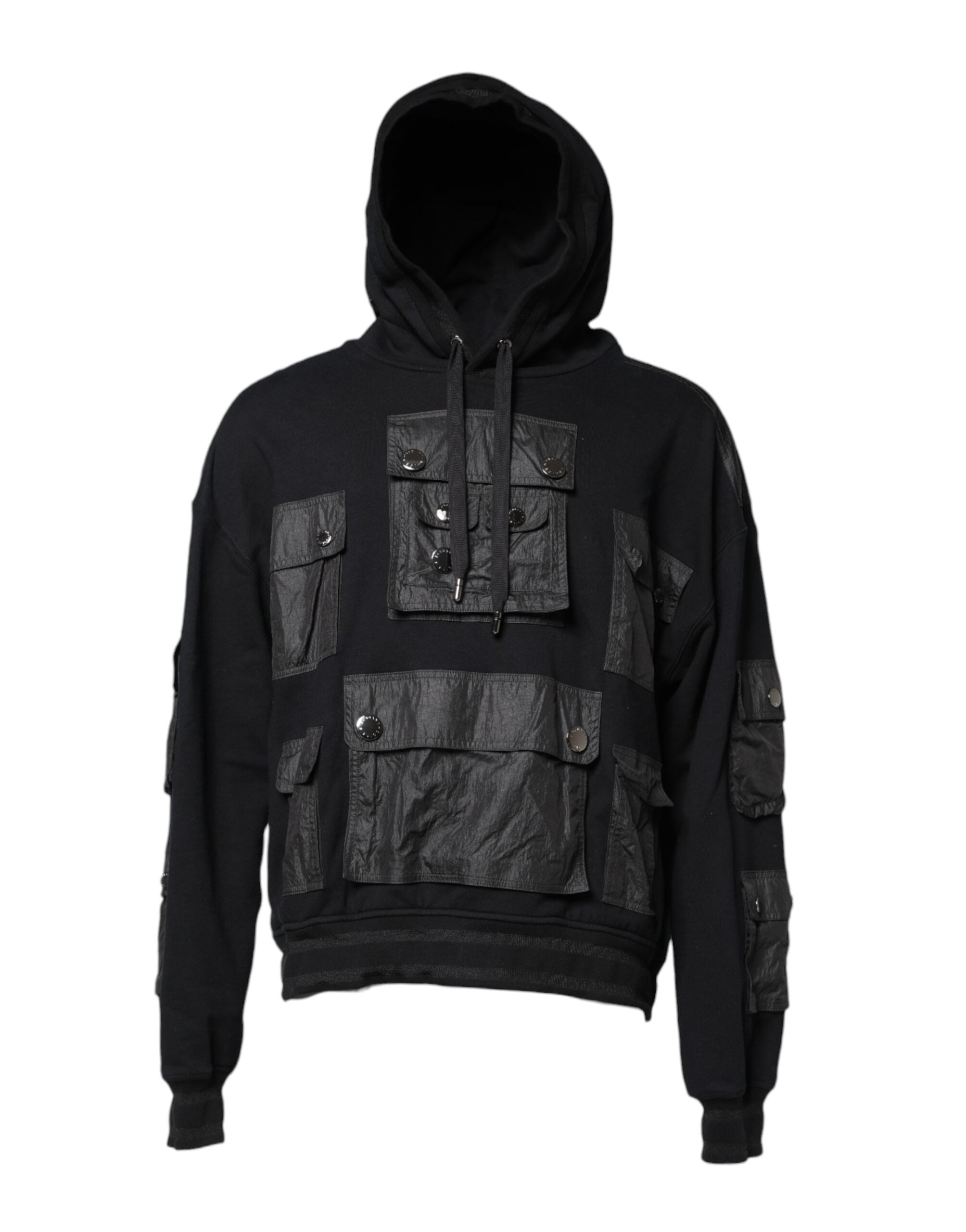 Dolce & Gabbana Black Cotton Hooded Sweatshirt Pullover