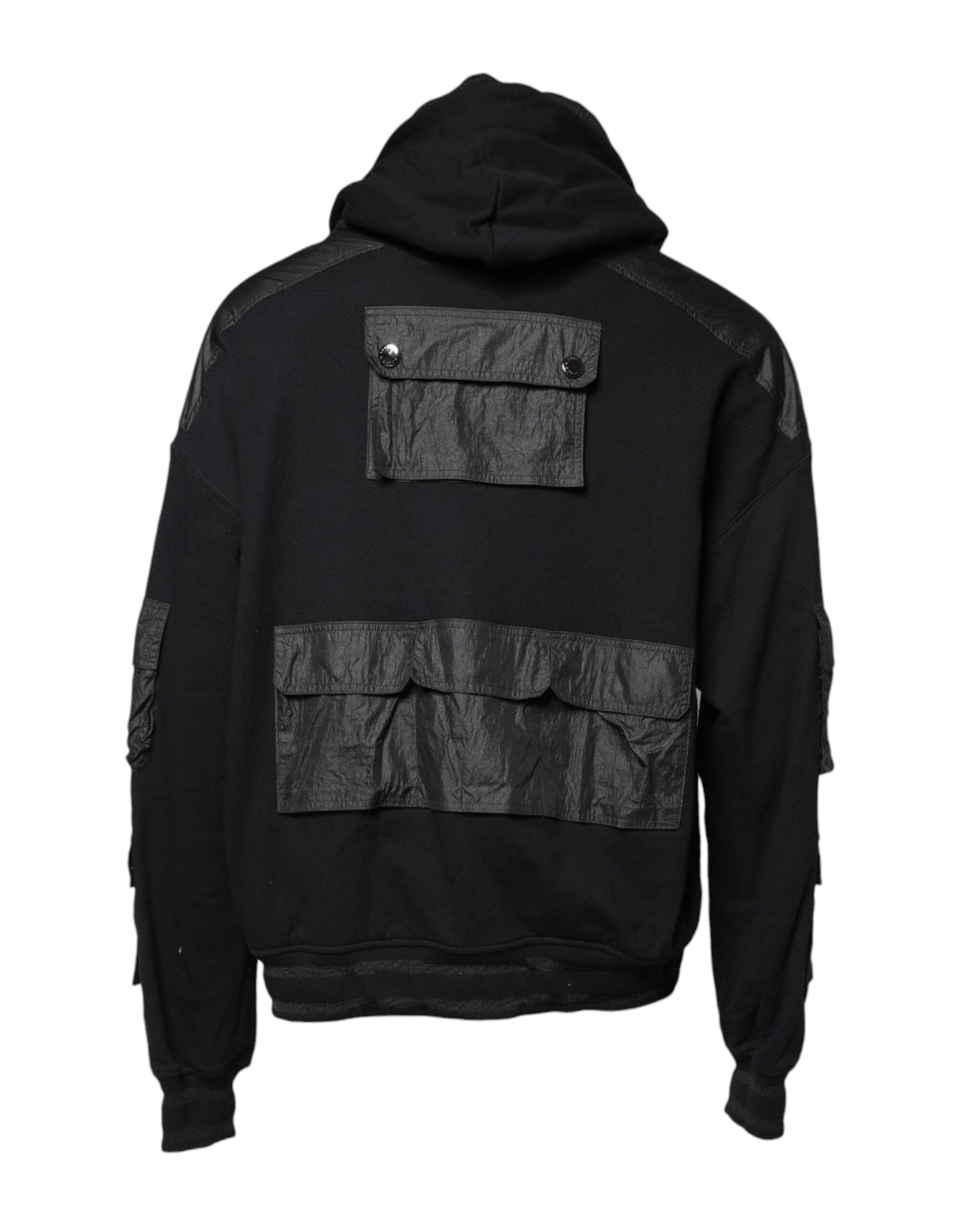 Dolce & Gabbana Black Cotton Hooded Sweatshirt Pullover