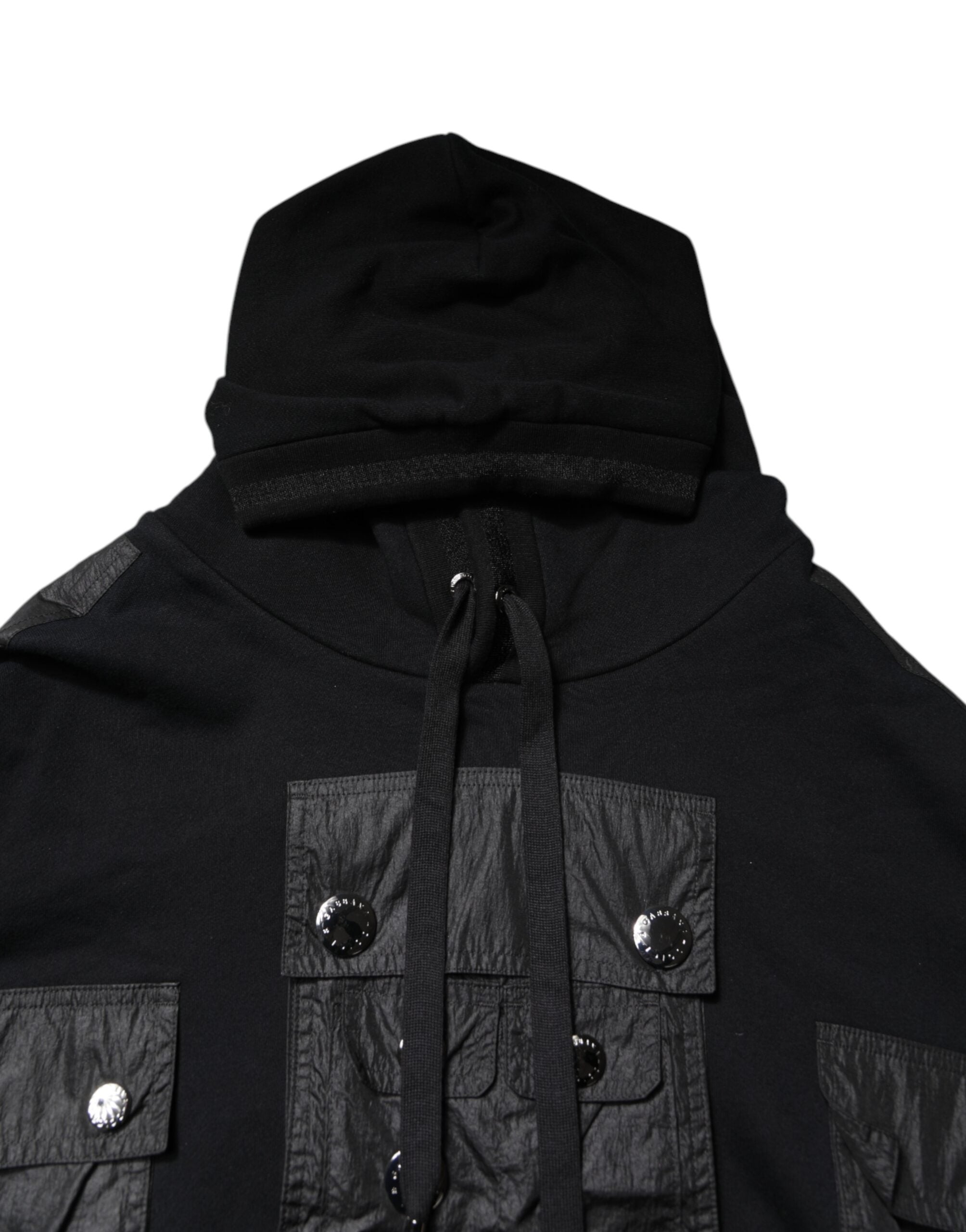 Dolce & Gabbana Black Cotton Hooded Sweatshirt Pullover