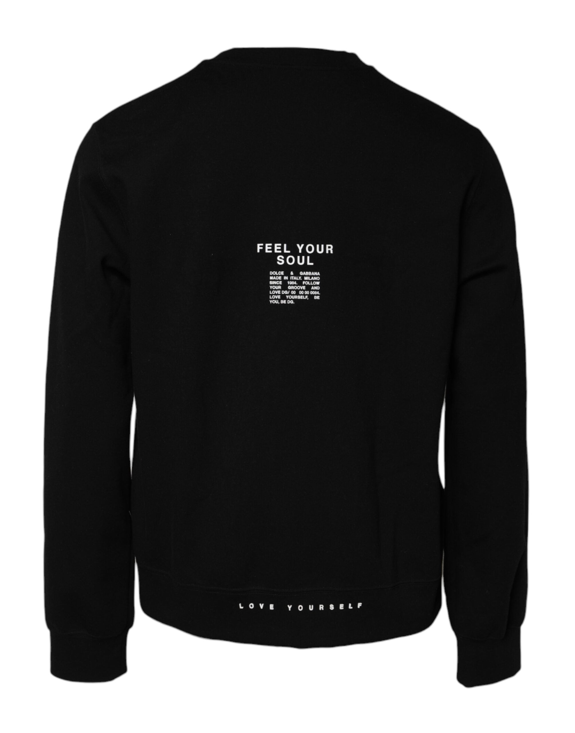 Dolce & Gabbana Black Logo Cotton Knit Jumper