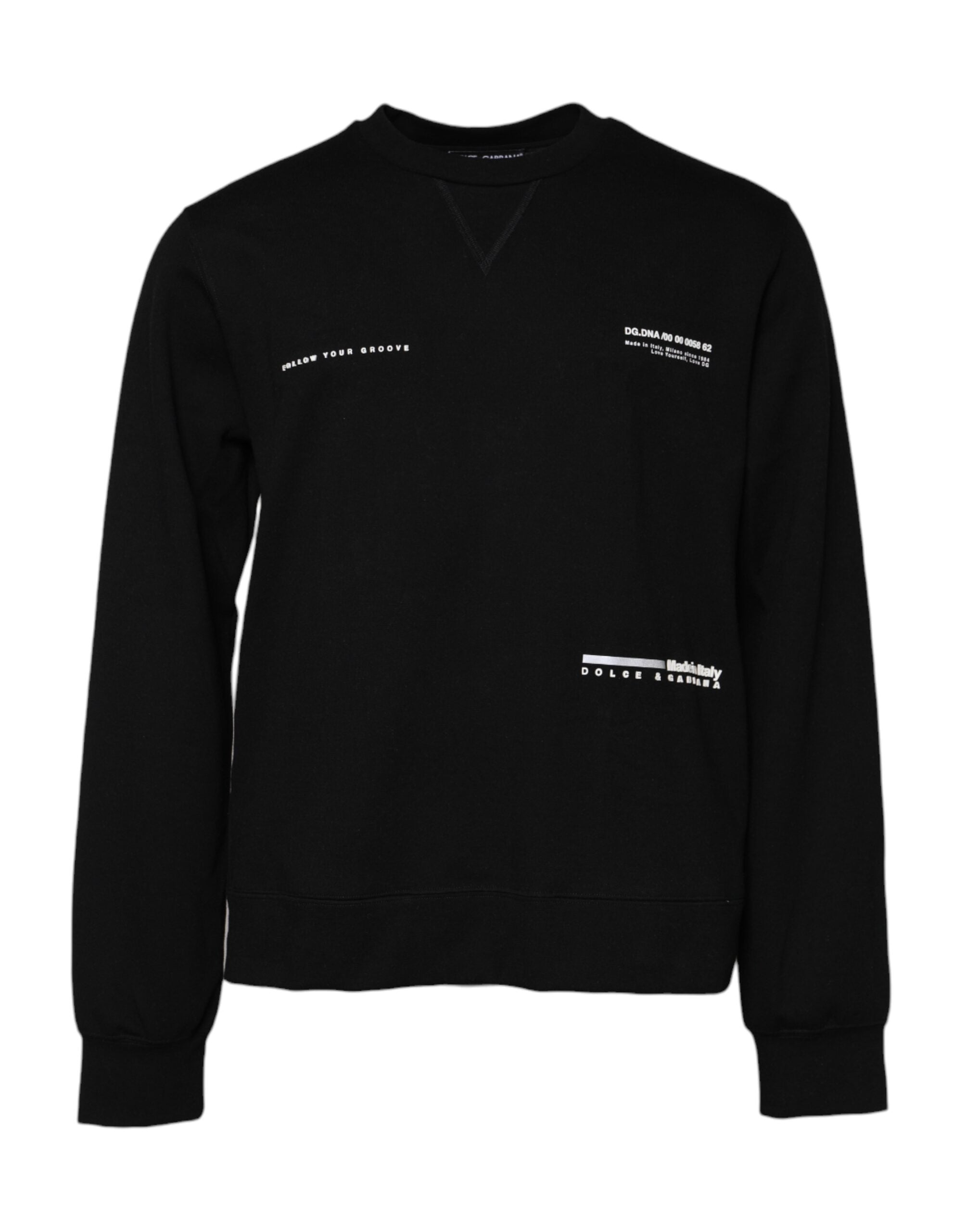 Dolce & Gabbana Black Logo Cotton Knit Jumper