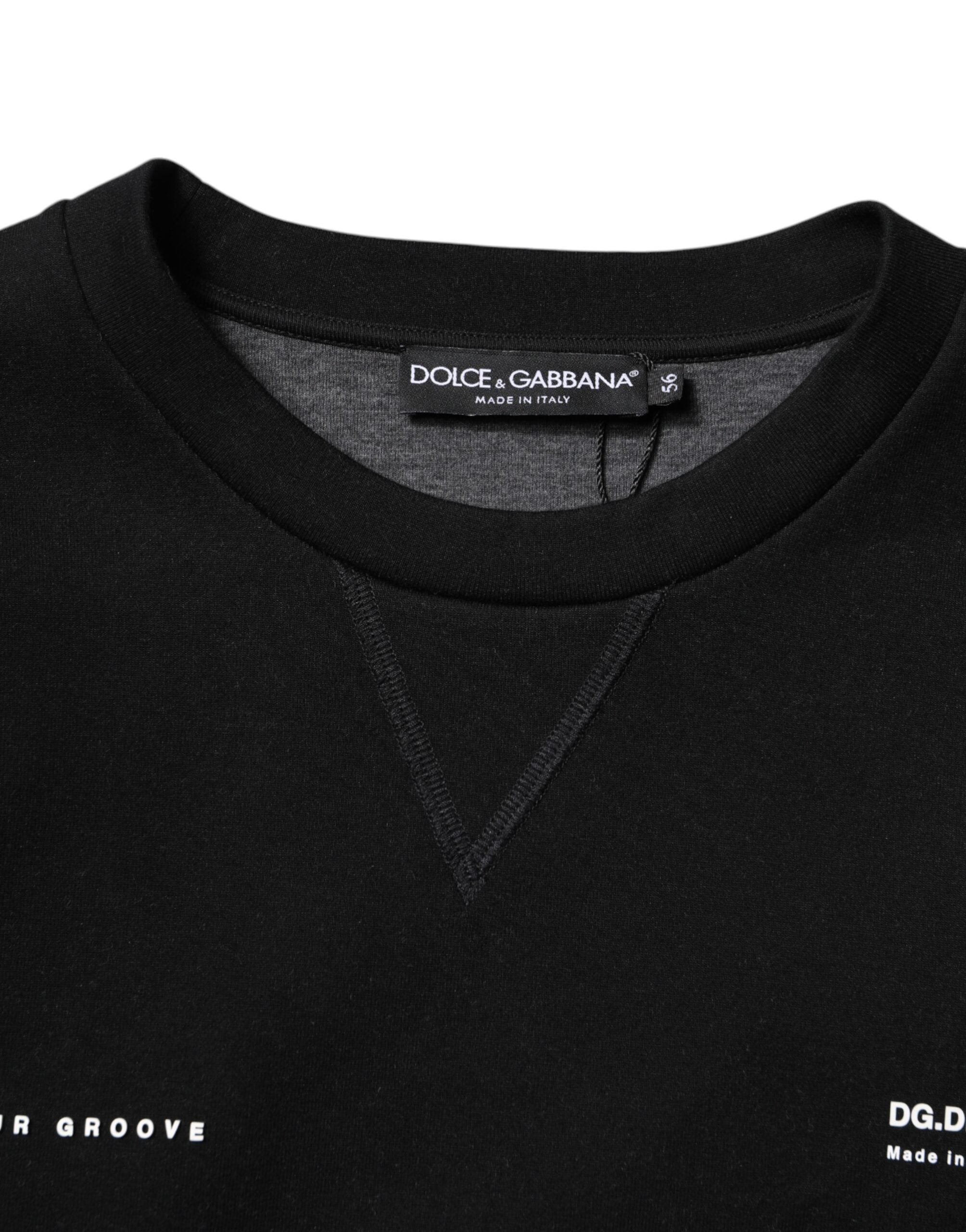 Dolce & Gabbana Black Logo Cotton Knit Jumper